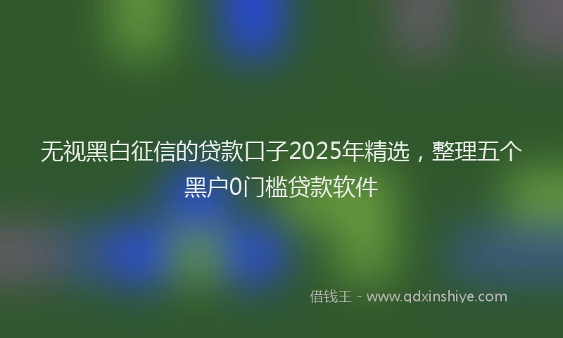 无视黑白征信的贷款口子2025年精选，整理五个黑户0门槛贷款软件
