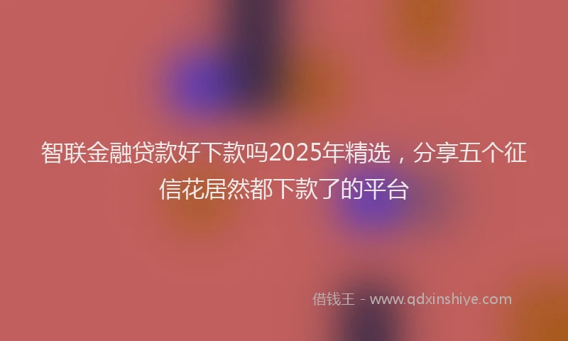 智联金融贷款好下款吗2025年精选，分享五个征信花居然都下款了的平台
