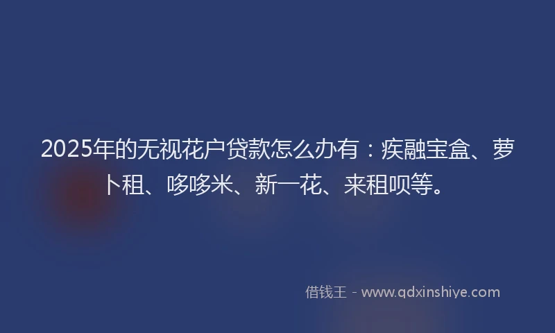 2025年的无视花户贷款怎么办有：疾融宝盒、萝卜租、哆哆米、新一花、来租呗等。
