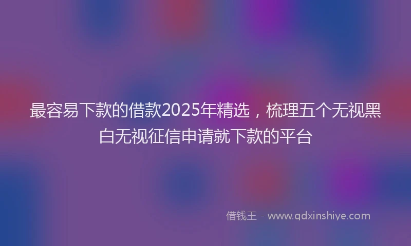 最容易下款的借款2025年精选，梳理五个无视黑白无视征信申请就下款的平台