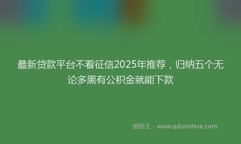 最新贷款平台不看征信2025年推荐，归纳五个无论多黑有公积金就能下款