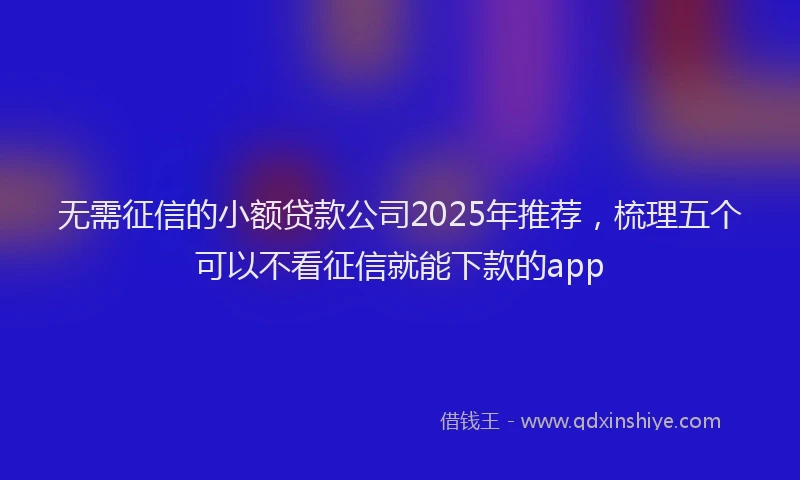 无需征信的小额贷款公司2025年推荐，梳理五个可以不看征信就能下款的app
