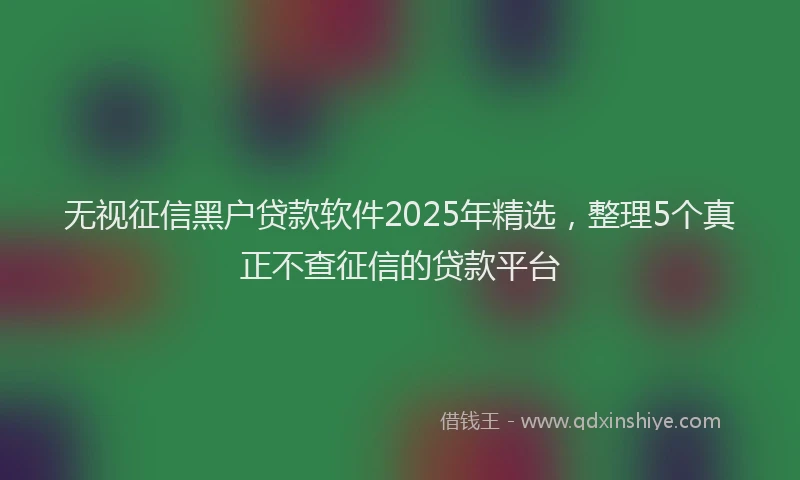 无视征信黑户贷款软件2025年精选，整理5个真正不查征信的贷款平台