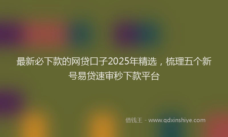 最新必下款的网贷口子2025年精选，梳理五个新号易贷速审秒下款平台