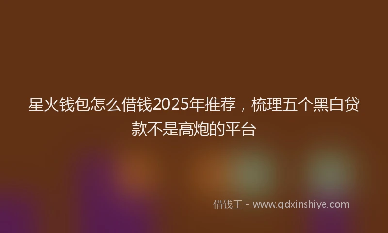 星火钱包怎么借钱2025年推荐，梳理五个黑白贷款不是高炮的平台