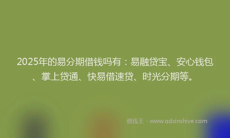 2025年的易分期借钱吗有：易融贷宝、安心钱包、掌上贷通、快易借速贷、时光分期等。