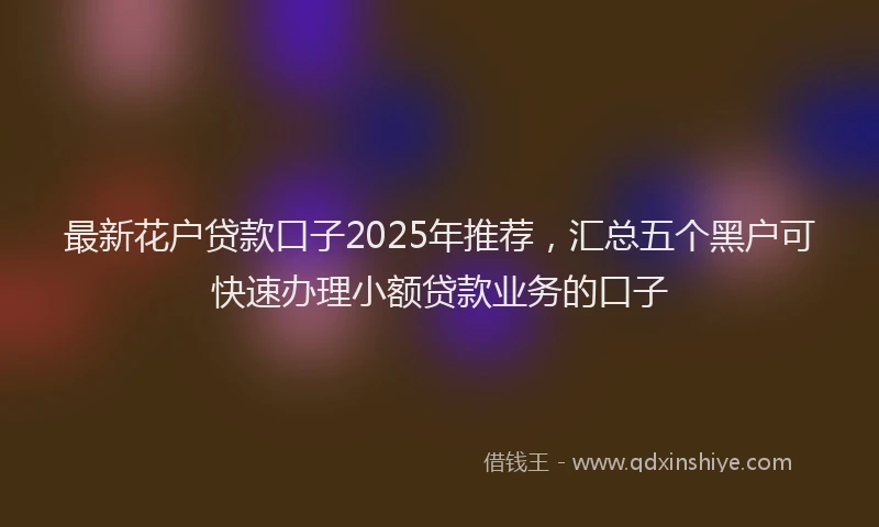 最新花户贷款口子2025年推荐，汇总五个黑户可快速办理小额贷款业务的口子