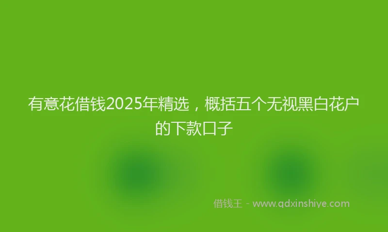 有意花借钱2025年精选，概括五个无视黑白花户的下款口子
