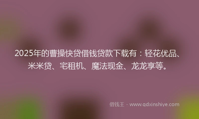 2025年的曹操快贷借钱贷款下载有：轻花优品、米米贷、宅租机、魔法现金、龙龙享等。