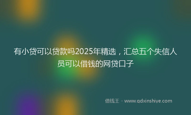 有小贷可以贷款吗2025年精选，汇总五个失信人员可以借钱的网贷口子