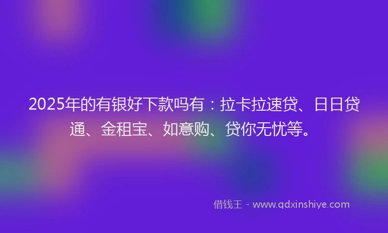 2025年的有银好下款吗有：拉卡拉速贷、日日贷通、金租宝、如意购、贷你无忧等。