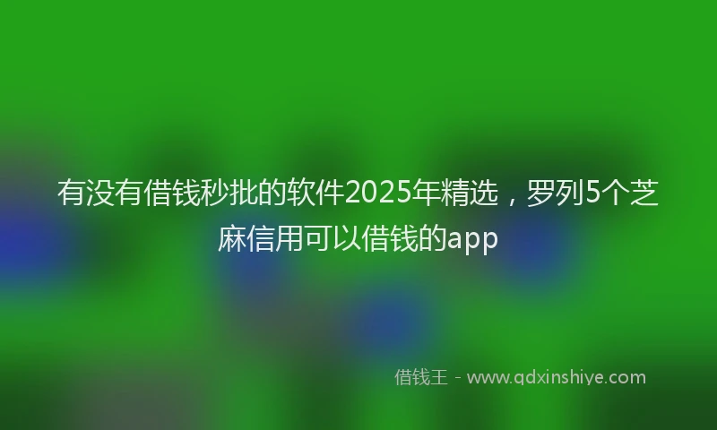 有没有借钱秒批的软件2025年精选，罗列5个芝麻信用可以借钱的app