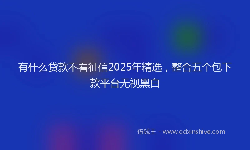 有什么贷款不看征信2025年精选，整合五个包下款平台无视黑白