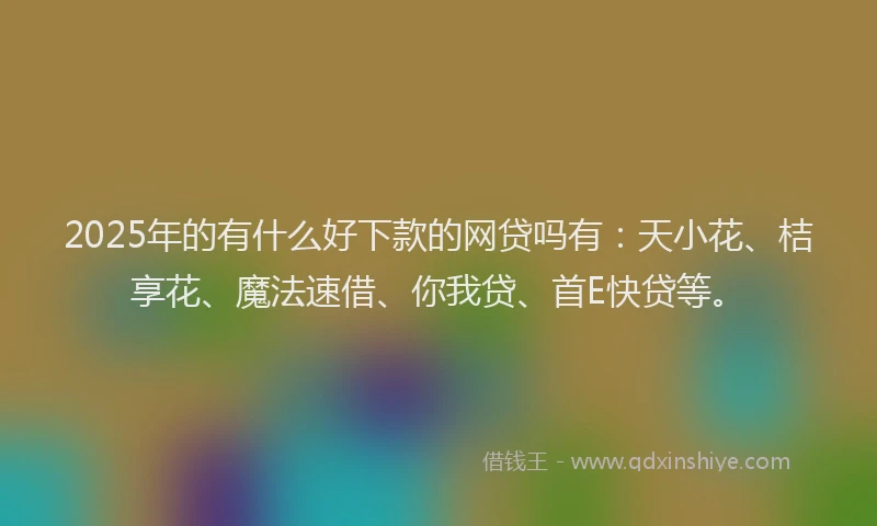 2025年的有什么好下款的网贷吗有：天小花、桔享花、魔法速借、你我贷、首E快贷等。