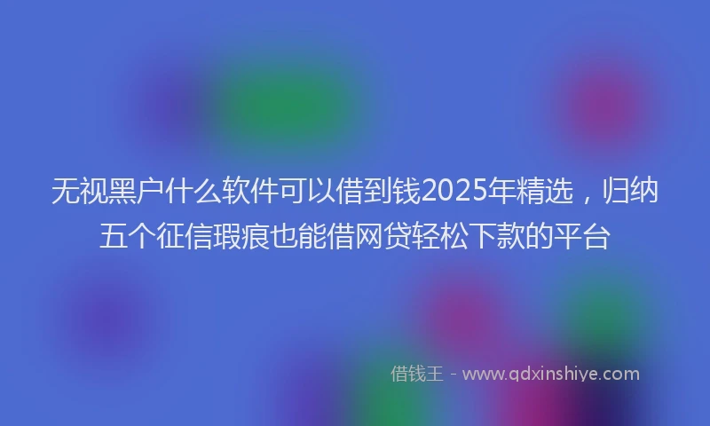 无视黑户什么软件可以借到钱2025年精选，归纳五个征信瑕疵也能借网贷轻松下款的平台