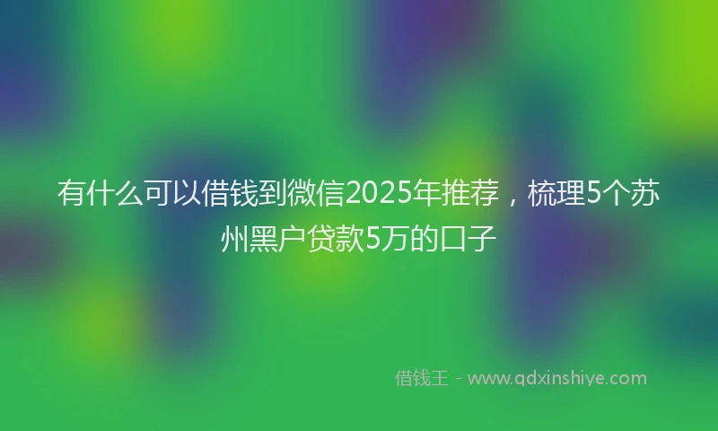 有什么可以借钱到微信2025年推荐，梳理5个苏州黑户贷款5万的口子