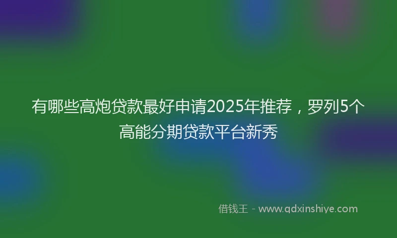 有哪些高炮贷款最好申请2025年推荐，罗列5个高能分期贷款平台新秀