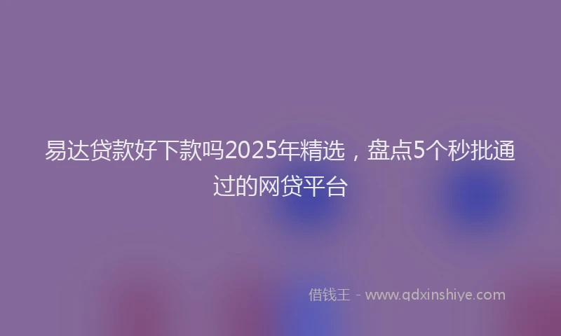易达贷款好下款吗2025年精选，盘点5个秒批通过的网贷平台