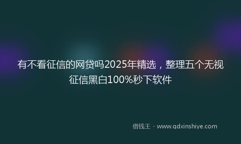 有不看征信的网贷吗2025年精选，整理五个无视征信黑白100%秒下软件
