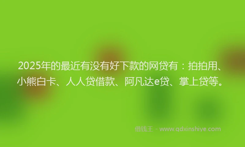 2025年的最近有没有好下款的网贷有：拍拍用、小熊白卡、人人贷借款、阿凡达e贷、掌上贷等。