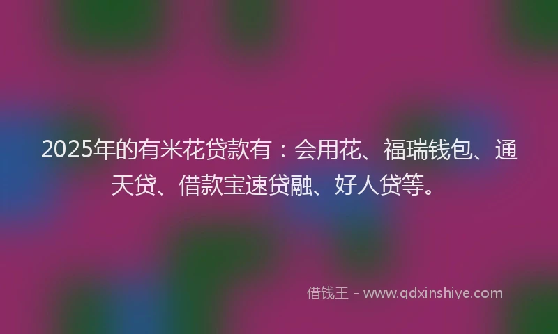 2025年的有米花贷款有：会用花、福瑞钱包、通天贷、借款宝速贷融、好人贷等。