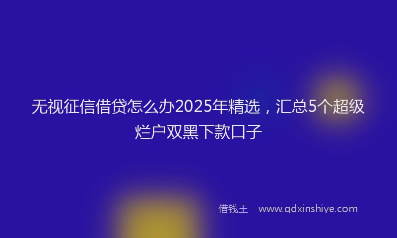 无视征信借贷怎么办2025年精选，汇总5个超级烂户双黑下款口子