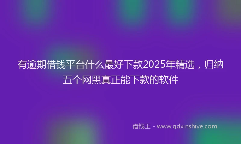 有逾期借钱平台什么最好下款2025年精选，归纳五个网黑真正能下款的软件