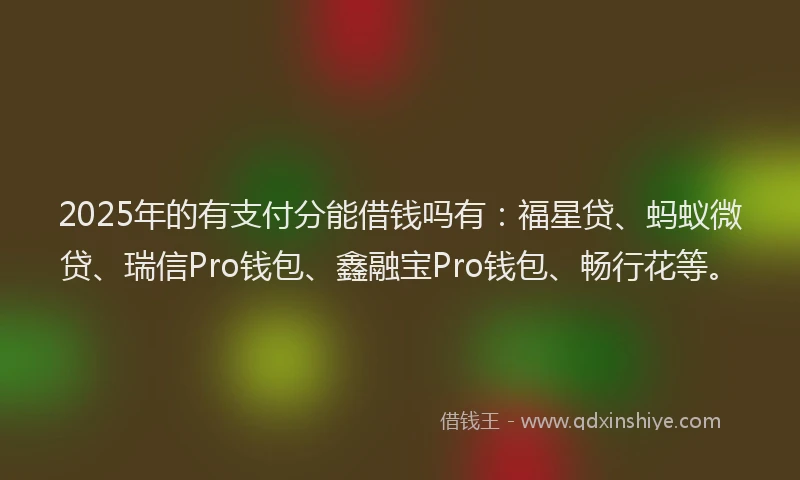 2025年的有支付分能借钱吗有：福星贷、蚂蚁微贷、瑞信Pro钱包、鑫融宝Pro钱包、畅行花等。