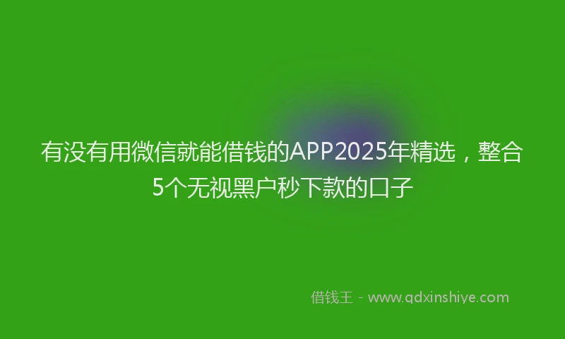 有没有用微信就能借钱的APP2025年精选，整合5个无视黑户秒下款的口子