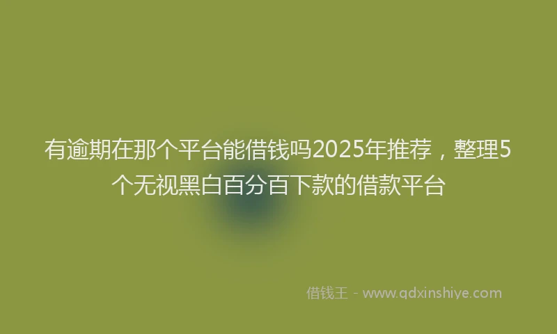 有逾期在那个平台能借钱吗2025年推荐，整理5个无视黑白百分百下款的借款平台