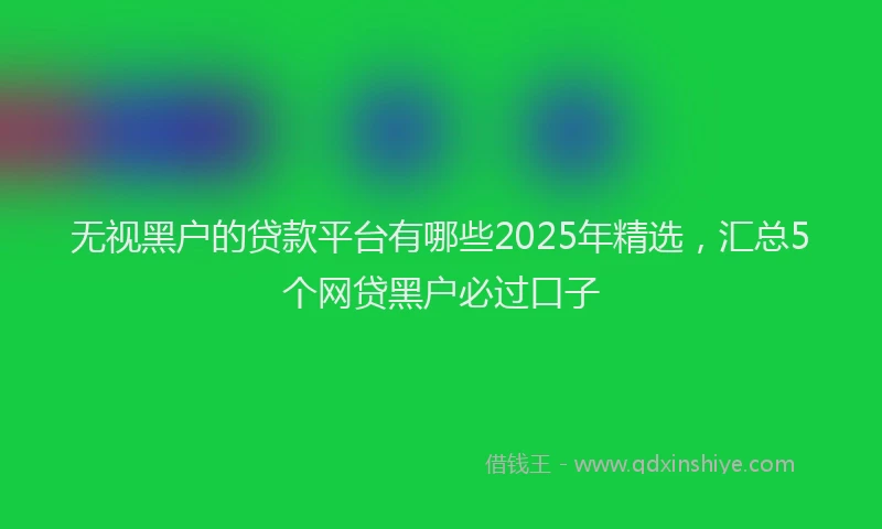 无视黑户的贷款平台有哪些2025年精选，汇总5个网贷黑户必过口子