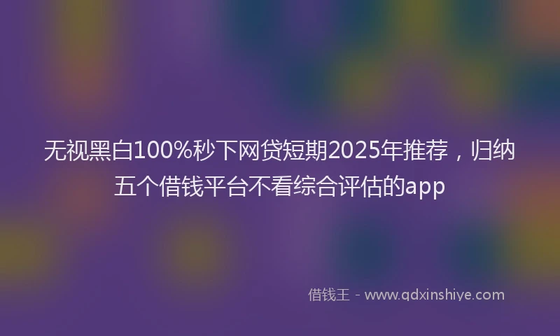 无视黑白100%秒下网贷短期2025年推荐，归纳五个借钱平台不看综合评估的app