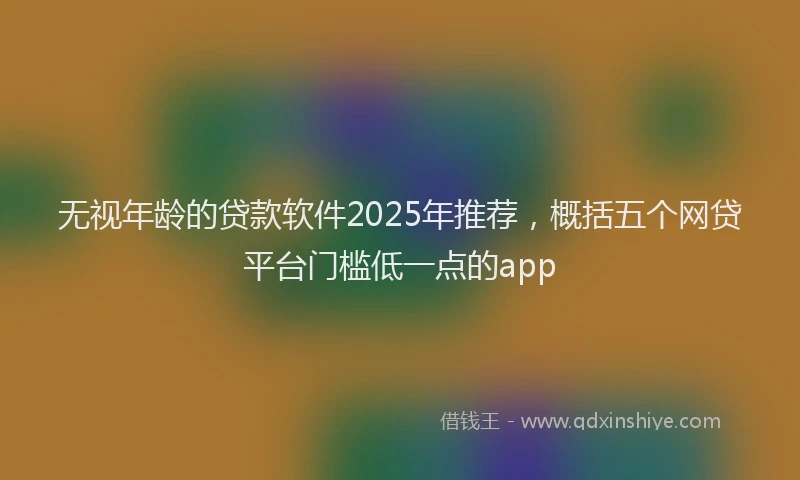 无视年龄的贷款软件2025年推荐，概括五个网贷平台门槛低一点的app