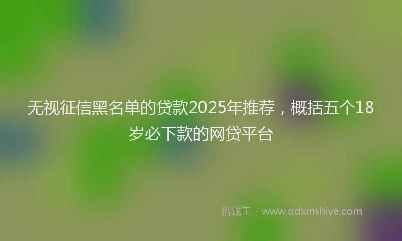 无视征信黑名单的贷款2025年推荐，概括五个18岁必下款的网贷平台