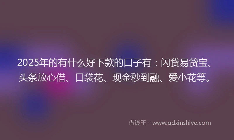 2025年的有什么好下款的口子有：闪贷易贷宝、头条放心借、口袋花、现金秒到融、爱小花等。