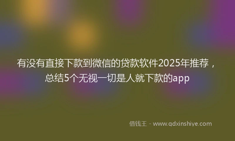 有没有直接下款到微信的贷款软件2025年推荐，总结5个无视一切是人就下款的app