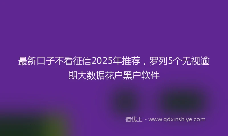 最新口子不看征信2025年推荐，罗列5个无视逾期大数据花户黑户软件