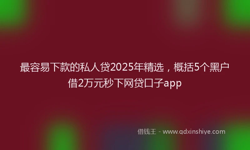 最容易下款的私人贷2025年精选，概括5个黑户借2万元秒下网贷口子app