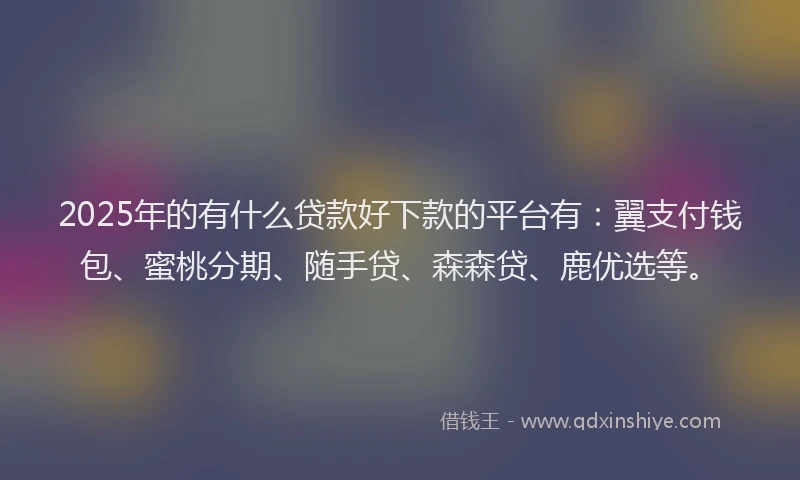 2025年的有什么贷款好下款的平台有：翼支付钱包、蜜桃分期、随手贷、森森贷、鹿优选等。