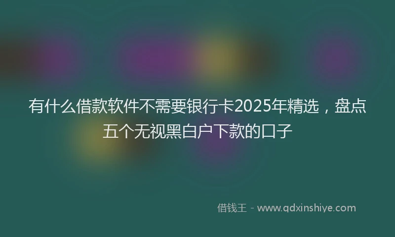 有什么借款软件不需要银行卡2025年精选，盘点五个无视黑白户下款的口子