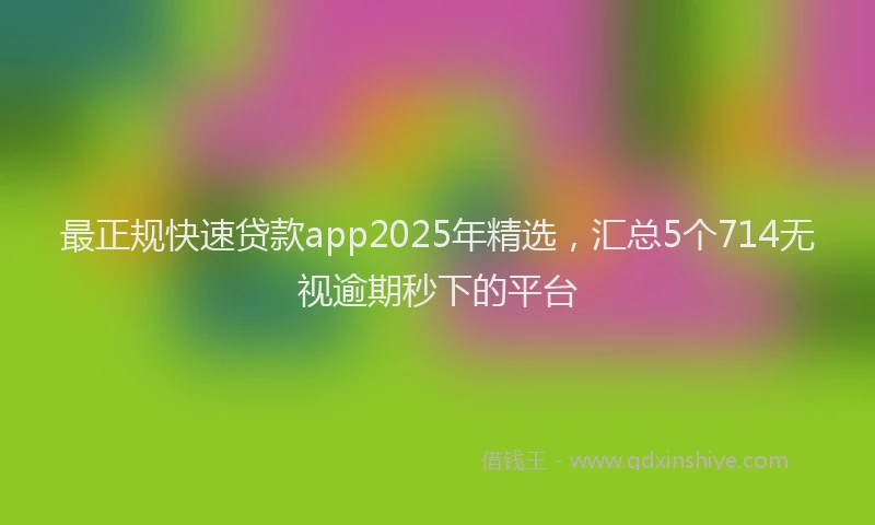 最正规快速贷款app2025年精选，汇总5个714无视逾期秒下的平台
