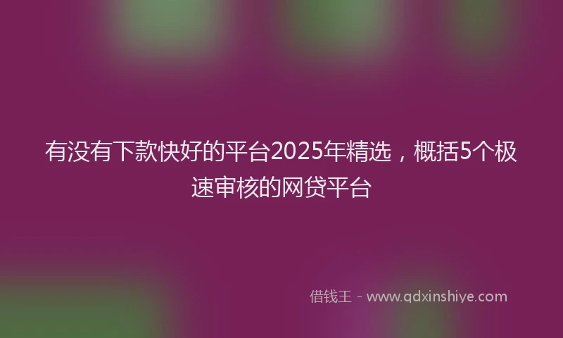 有没有下款快好的平台2025年精选，概括5个极速审核的网贷平台