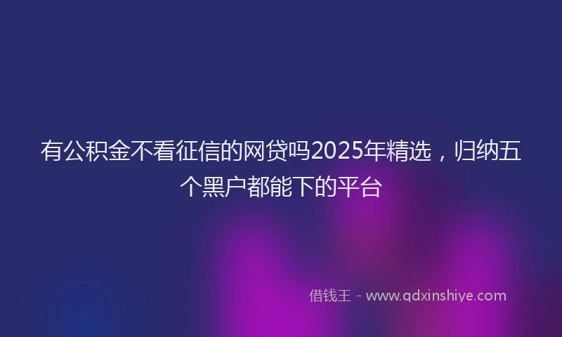 有公积金不看征信的网贷吗2025年精选，归纳五个黑户都能下的平台