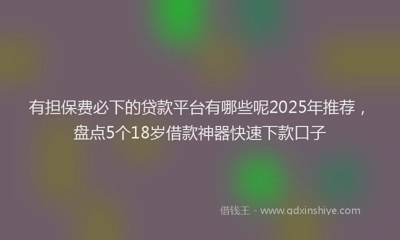 有担保费必下的贷款平台有哪些呢2025年推荐，盘点5个18岁借款神器快速下款口子