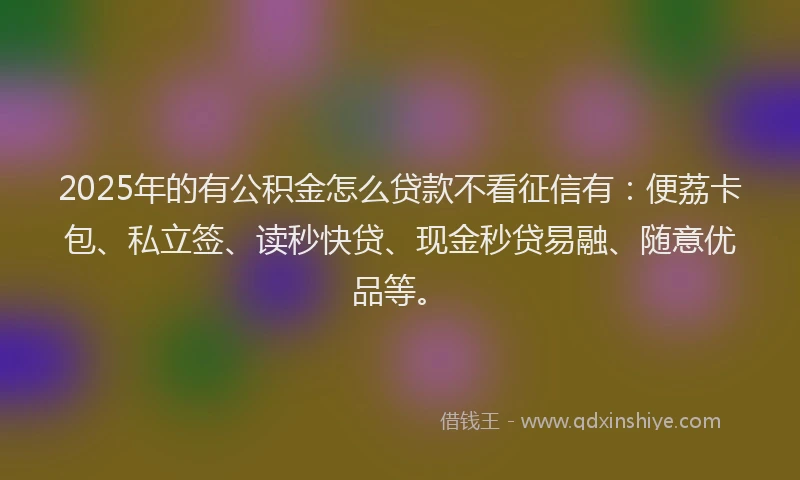 2025年的有公积金怎么贷款不看征信有：便荔卡包、私立签、读秒快贷、现金秒贷易融、随意优品等。