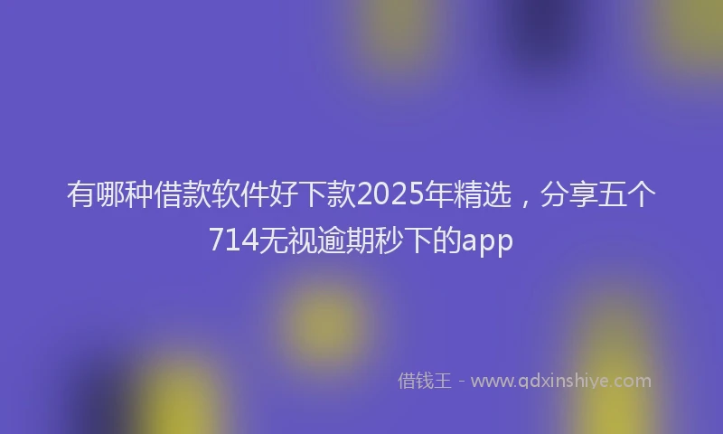 有哪种借款软件好下款2025年精选，分享五个714无视逾期秒下的app