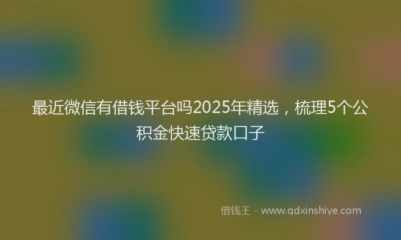 最近微信有借钱平台吗2025年精选，梳理5个公积金快速贷款口子