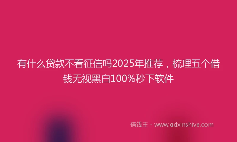 有什么贷款不看征信吗2025年推荐，梳理五个借钱无视黑白100%秒下软件