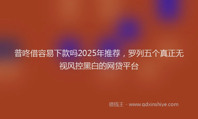 普咚借容易下款吗2025年推荐，罗列五个真正无视风控黑白的网贷平台