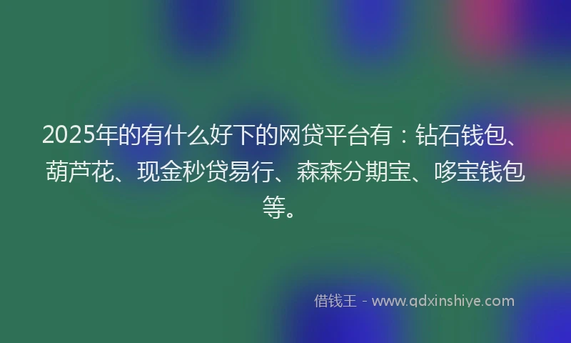 2025年的有什么好下的网贷平台有：钻石钱包、葫芦花、现金秒贷易行、森森分期宝、哆宝钱包等。